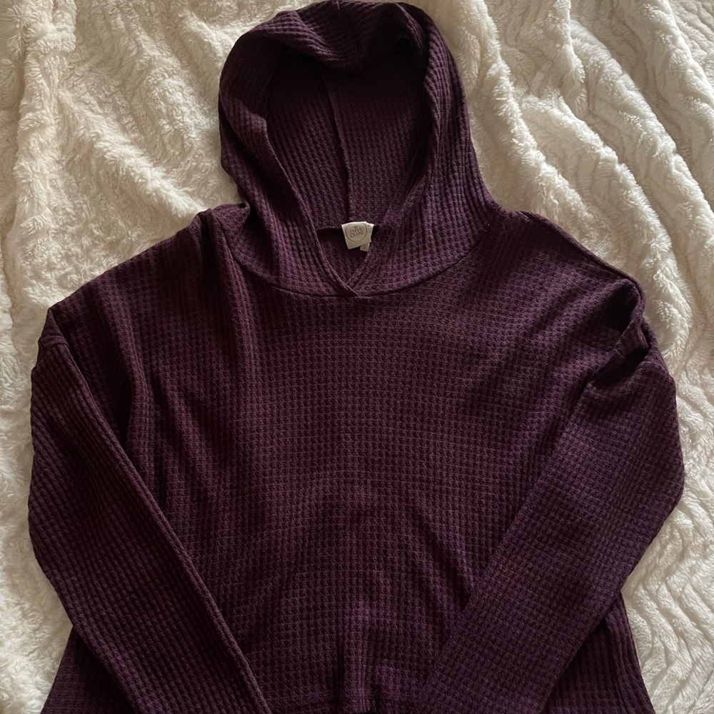 Maroon/Purple Cropped Waffle Knit Hoodie🌼